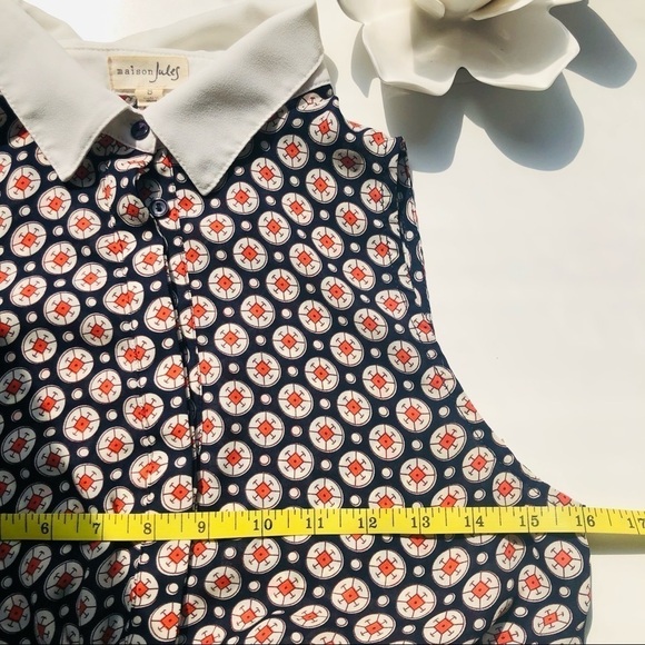 Maison Jules Printed Pleaded Buttons Down Dress S - Picture 15 of 16